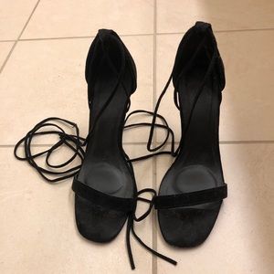 ‼️SOLD Tie Up Velvet High Heeled Sandal